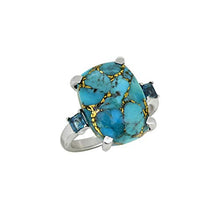 Load image into Gallery viewer, YoTreasure 11.18 Ct. Turquoise &amp; London Blue Topaz Solid 925 Sterling Silver Ring Jewelry
