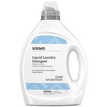 Load image into Gallery viewer, Solimo Amazon Brand Concentrated Liquid Laundry Detergent, Hypoallergenic, Free of Perfumes Clear of Dyes, 110 Loads, 82.5 Fl Oz
