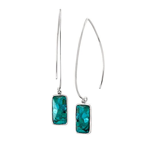 Silpada 'Oasis' Compressed Turquoise Wire Drop Earrings in Sterling Silver