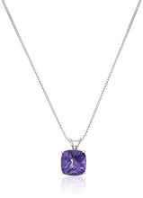 Load image into Gallery viewer, Sterling Silver Cushion-Cut Checkerboard Amethyst Pendant Necklace (8mm)
