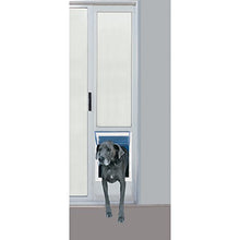 Load image into Gallery viewer, Ideal Pet Products Aluminum Pet Patio Door, Adjustable Height 77-5/8" To 80-3/8", 15" x 20" Flap Size, White
