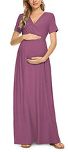 Load image into Gallery viewer, Xpenyo Women&#39;s Maternity Dresses Summer Casual Short Sleeve V Neck Wrap Long Maxi Dress Pregnancy Clothes for Baby Shower, Photoshoot, Party, Daily, Nursing, Mauve 2XL
