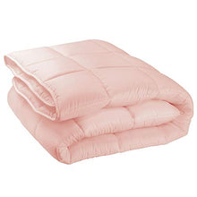 Load image into Gallery viewer, mDesign Twin All-Season Down Alternative Comforter - Quilted Duvet Insert or Stand-Alone Comforter - Plush Hypoallergenic Microfiber Fill, Box Stitched - Machine Washable - Light Pink
