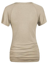 Load image into Gallery viewer, Ninedaily Tunic Tops to Wear with Leggings Short Sleeve,Petite Size Tops Slim Fitting Fitted Tees for Ladies Elegant Outfits Summer Dressy Tops Cold Shoulder Slimming Summer Tops,Rosered,Size 4-6
