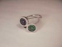 Load image into Gallery viewer, Lovely 14K White Gold Sapphire Tsavorite Diamond Designer Ring Band
