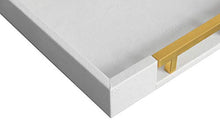 Load image into Gallery viewer, Home Redefined Modern Elegant 18"x12" Rectangle White Glossy Shagreen Decorative Ottoman Coffee Table Perfume Living Room Kitchen Serving Tray with Gold Polished Metal Handles for All Occasion's
