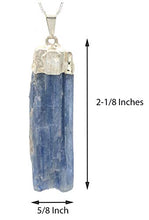 Load image into Gallery viewer, Raw Blue Kyanite Pendant Necklace on Sterling Silver Box Chain, 24"
