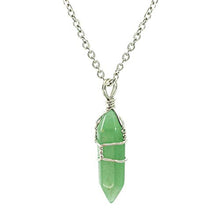 Load image into Gallery viewer, Hand Wired Natural Aventurine Crystal Healing Point Chakra Pendant Necklace
