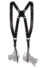 Load image into Gallery viewer, Camera Strap Accessories for Two-Cameras – Dual Shoulder Leather Harness – Multi Camera Gear for DSLR/SLR Black ProInStyle strap by Coiro
