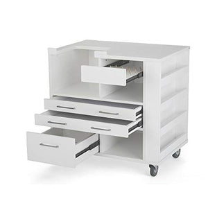Arrow 9301B Ava Embroidery Multi-Needle Sewing Cabinet for Brother and Baby Lock, Portable with Wheels, White Finish