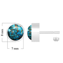 Load image into Gallery viewer, Natural Blue Copper Turquoise Earrings Studs Sterling Silver for Her Women Mom Wife
