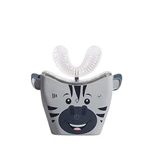 Load image into Gallery viewer, AutoBrush Pro Kids Whole Mouth Electric Toothbrush with 28,000 Nylon Bristles - Makes Brushing Fun and Establishes Healthy Oral Care Habits (Single-Sided, Zebra, Ages 3-5)
