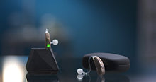 Load image into Gallery viewer, Hearing Assist Recharge | Rechargeable BTE Air Conduction Hearing Aid (Both Ears) | FDA Registered with Charging Case | TV Offer with Free Technical Support | Beige
