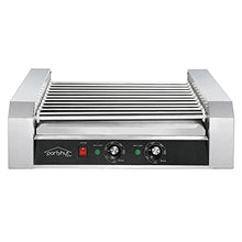 Load image into Gallery viewer, PartyHut 30 Hot Dog Roller Warmer Grill Cooker Machine, Commercial Grade, (11 Non-Stick Rollers, 30 Hot Dog Sausage Grill Cooker, and Removable Stainless Steel Drip Tray)
