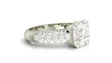 Load image into Gallery viewer, 1.5 Carat GIA Certified Cushion-Cut Platinum Designer Popular Halo Style Baguette and Pave Set Round Diamond Engagement Ring with a 0.75 Ct D-E VS1-VS2 Center.
