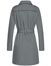 Load image into Gallery viewer, Wantdo Womens Double-Breasted Trench Coat with Belt Gray XL
