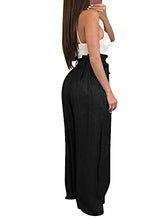 Load image into Gallery viewer, Ybenlow Womens High Waisted Palazzo Pants Wide Leg Stretch Trouser Pant Belted with Pockets (Large, Black)

