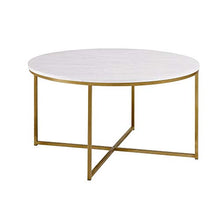 Load image into Gallery viewer, Walker Edison Furniture Company Modern Round Coffee Accent Table Living Room, Marble/Gold
