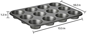 Amazon Basics Nonstick Muffin Baking Pan, 12 Cups - Set of 2