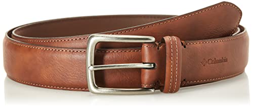 Columbia Men's Trinity Logo Belt-Casual Dress with Single Prong Buckle for Jeans Khakis , Tan, 38