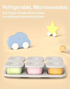 Baby Food Maker, HEYVALUE 13-in-1 Baby Food Processor Set for Baby Food, Fruit, Vegatable, Meat, Baby Food Blender with Baby Food Containers, Baby Food Freezer Tray, Silicone Spoons, Silicone Spatula (Gray)