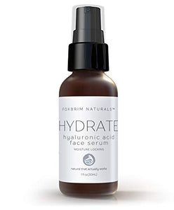 Hyaluronic Acid Face Serum - Hydrating Anti Aging Facial Serum - For Face and Neck - With Vitamin C and E, Green Tea, Jojoba Oil - Natural and Organic - 1 Oz by Foxbrim Naturals