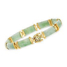 Load image into Gallery viewer, Ross-Simons Good Fortune Jade Bracelet in 18kt Gold Over Sterling
