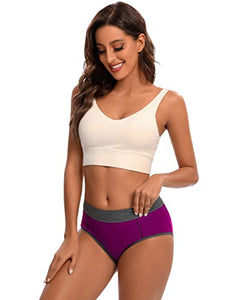 POKARLA Women's Cotton Stretch Underwear Ladies Mid-high Waisted Briefs Panties 5-Pack(Small）