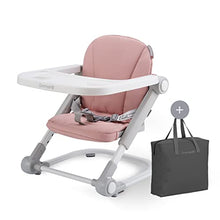 Load image into Gallery viewer, Toddler Booster Seat for Dining Table, Portable High Chair Travel Booster Seat with Aluminum Frame, Soft Knitted Cushion and Adjustable Height&amp;Tray, Easy to Clean(Pink)
