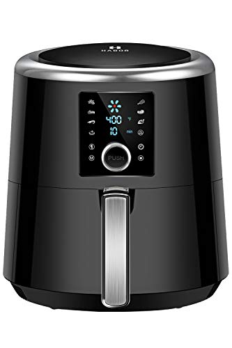 OMORC Habor Air Fryer, 6 Quart Pot & 5.8QT Basket, 1800W Fast Large Hot Air Fryers & Oilless Cooker w/Presets, LED Touchscreen(for Wet Finger)/Roast/Bake/Keep Warm, Suitable for Dishwasher, Nonstick