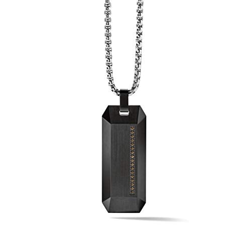 Load image into Gallery viewer, Bulova Mens Precisionist Black-ion Plated Stainless Steel Pendant Necklace with Brown Diamond Accent (Model J98N004)