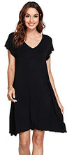Load image into Gallery viewer, WiWi Women's Night Shirt Soft Sleep Shirts Short Sleeves Nightgowns Plus Size Nightshirts Lightweight Nightwear S-4X, Black, 4X
