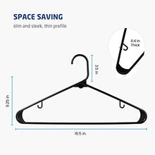 Load image into Gallery viewer, Black Standard Plastic Hangers (50 Pack) Durable Tubular Shirt Hanger Ideal for Laundry &amp; Everyday Use, Slim &amp; Space Saving, Heavy Duty Clothes Hanger for Coats, Pants, Dress, Etc. Hangs up to 5.5 lbs
