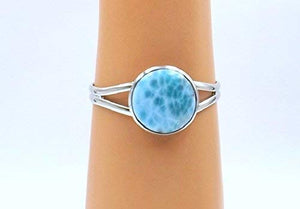 Something Blue Larimar Bracelet Big Bold Wedding Special Day Cuff Dolphin Ocean Lovers Silvertone