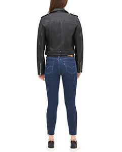 Levi's Women's Faux Leather Asymmetrical Belted Motorcycle Jacket (Regular and Plus Sizes), black, Large
