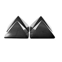 Load image into Gallery viewer, True Shungite 4 Polished Shungite Pyramids for EMF Protection at The Price of 3 (with a Shungite EMF Protection Sticker for Your Mobile Phone Included As A Free Gift!)
