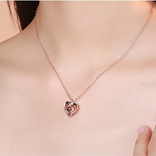 Load image into Gallery viewer, Custom Photo Projective Necklace, The Memory of Love Nanotechnology Necklace 925 Sterling Silver Girls' Pendants Necklace (Rose gold Black and white 14)
