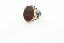 Load image into Gallery viewer, KAR 925K Stamped Sterling Silver Agate (Aqeeq) Ottoman Men&#39;s Ring K51C (8)
