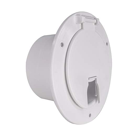 RecPro RV Camper Trailer Motorhome Power Cord Hatch/Cover (White) | Made in America