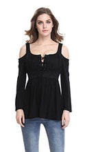 Load image into Gallery viewer, Mooncolour Womens 3/4 Sleeve Hollow Out Casual Loose Solid Blouse Tops  0705_black US Large
