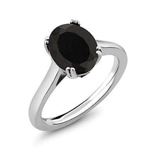 Load image into Gallery viewer, Gem Stone King 925 Sterling Silver Black Onyx and White Diamond Women&#39;s Ring (3.03 Cttw Oval) (Size 8)
