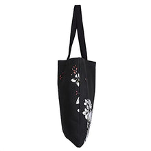Load image into Gallery viewer, Canvas Tote Bags - Reusable Grocery Bag - Printed Cotton Shopping Bag - Eco Friendly Super Strong Reusuable Washable Bags 19x16.5 Inches, 12.5 Inch Handle NAVY STRIPS BLACK WHITE FLOWER
