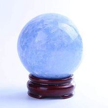 Load image into Gallery viewer, MOKA 1pc Blue Color Natural Celestite Quartz Stone Ball 70-80mm kyanite Crystal Ball Sphere for Reiki Meditation
