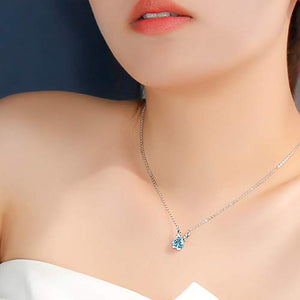 Jewever 925 Sterling Silver Natural Triangular Topaz Stone Deer Antlers Pendant Clavicle Chain Necklace for Women Gift