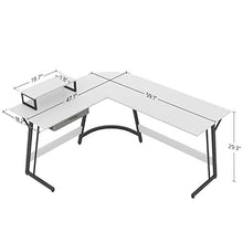 Load image into Gallery viewer, CubiCubi Modern L-Shaped Desk Computer Corner Desk, 59.1&quot; Home Office Writing Study Workstation with Small Table, Space Saving, Easy to Assemble, White
