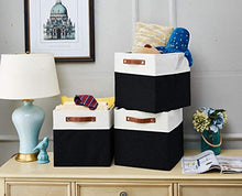 Load image into Gallery viewer, DECOMOMO Foldable Storage Bin [4-Pack] Collapsible Sturdy Cationic Fabric Storage Basket Cube W/Handles for Organizing Shelf Nursery (Black &amp; White, 12 x 12 x 12 x 12)
