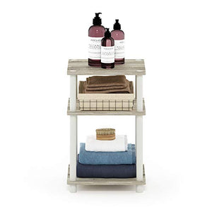 Furinno Just 3-Tier Turn-N-Tube End Table / Side Table / Night Stand / Bedside Table with Plastic Poles, 1-Pack, Sonoma Oak/White