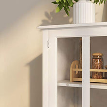 Load image into Gallery viewer, Modern Storage Cabinet, Decorative Console Table with Metal Handles, Glass Doors, Compartments and Drawer, Buffet Sideboard for Kitchen Dining Room Hallway Entryway (41.43" L X 15.55" W X 35.43" H)
