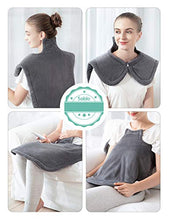 Load image into Gallery viewer, Large Heating Pad for Neck and Shoulders Pain Relief, Sable Heating Wrap for Neck with Auto Shut Off - 6 Temperature Settings
