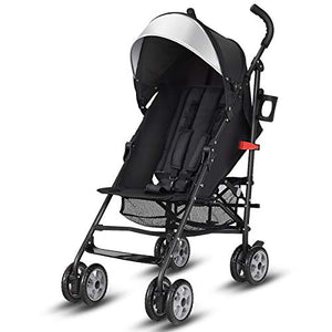 BABY JOY Lightweight Stroller, Aluminum Baby Umbrella Convenience Stroller, Travel Foldable Design with Oxford Canopy/ 5-Point Harness/Cup Holder/Storage Basket, Black